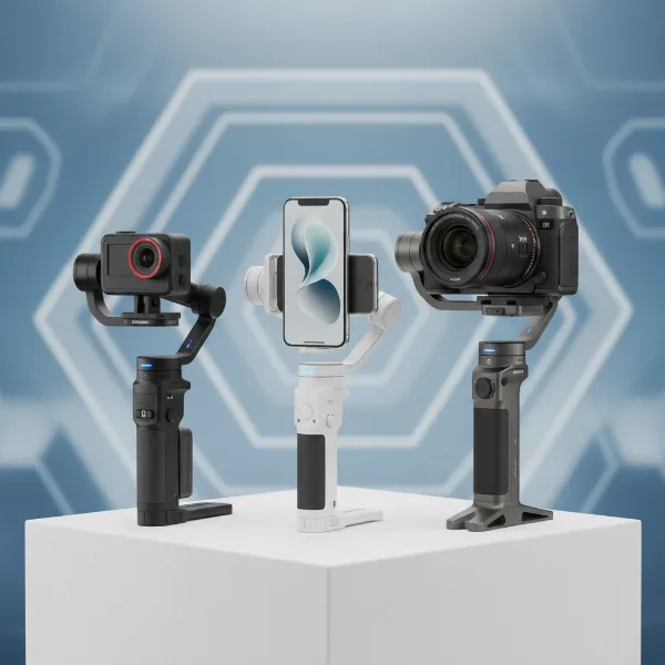 Illustrates different types of gimbals for compact cameras and smartphones.