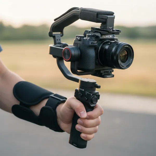 A person comfortably operating the Zhiyun Weebill 3S gimbal, highlighting its ergonomic wrist support.